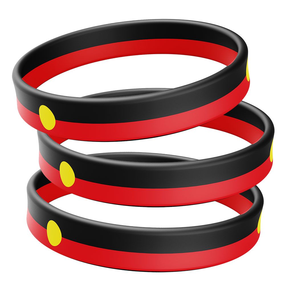 Aboriginal Flag - Wristbands (10 Pack)