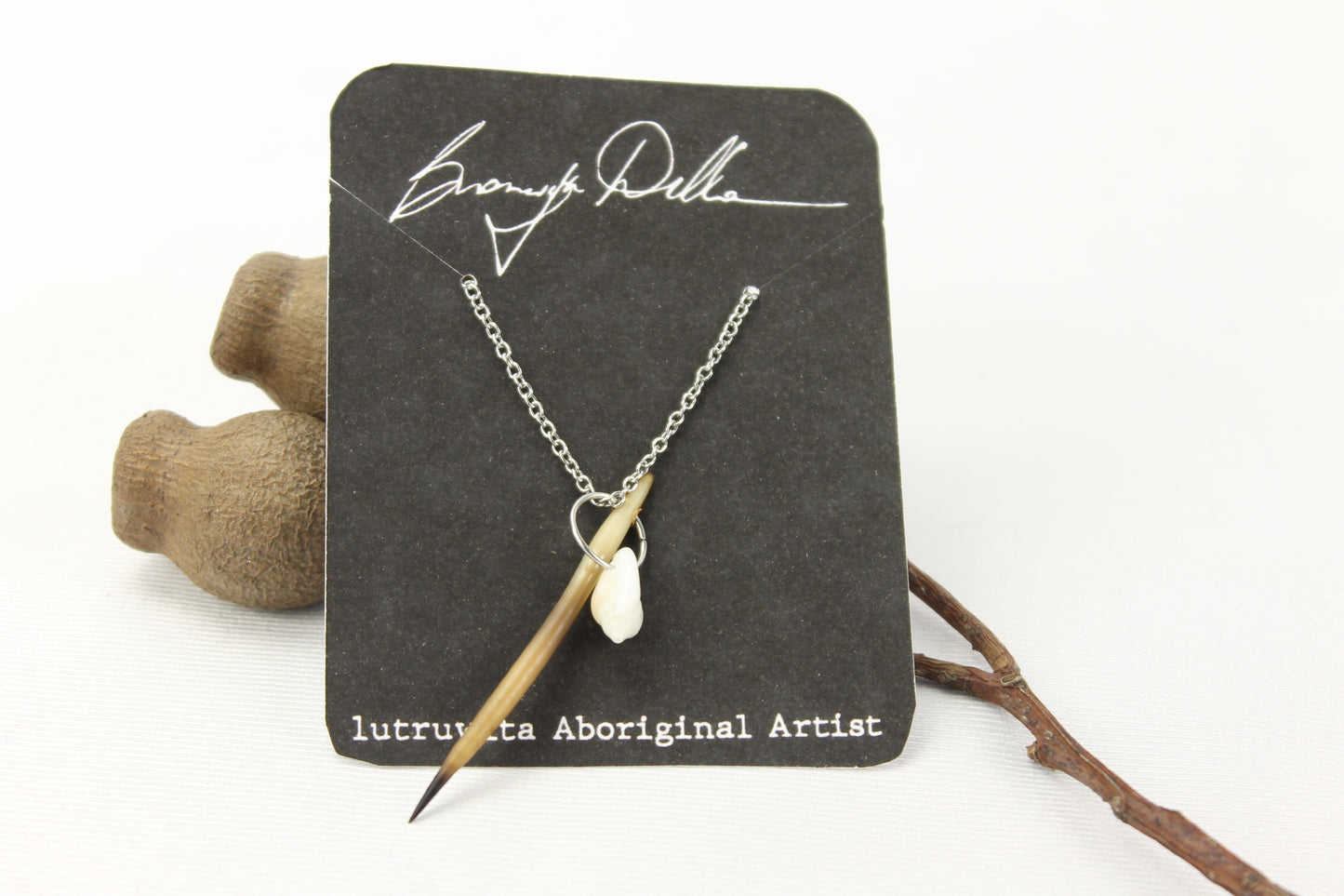 Penguin Shell and Echidna Quill Necklace