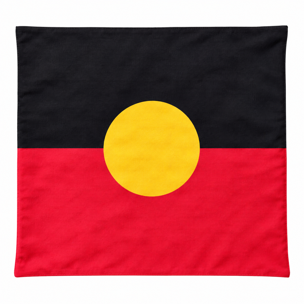 Aboriginal flag cushion cover shown flat on a clean white background