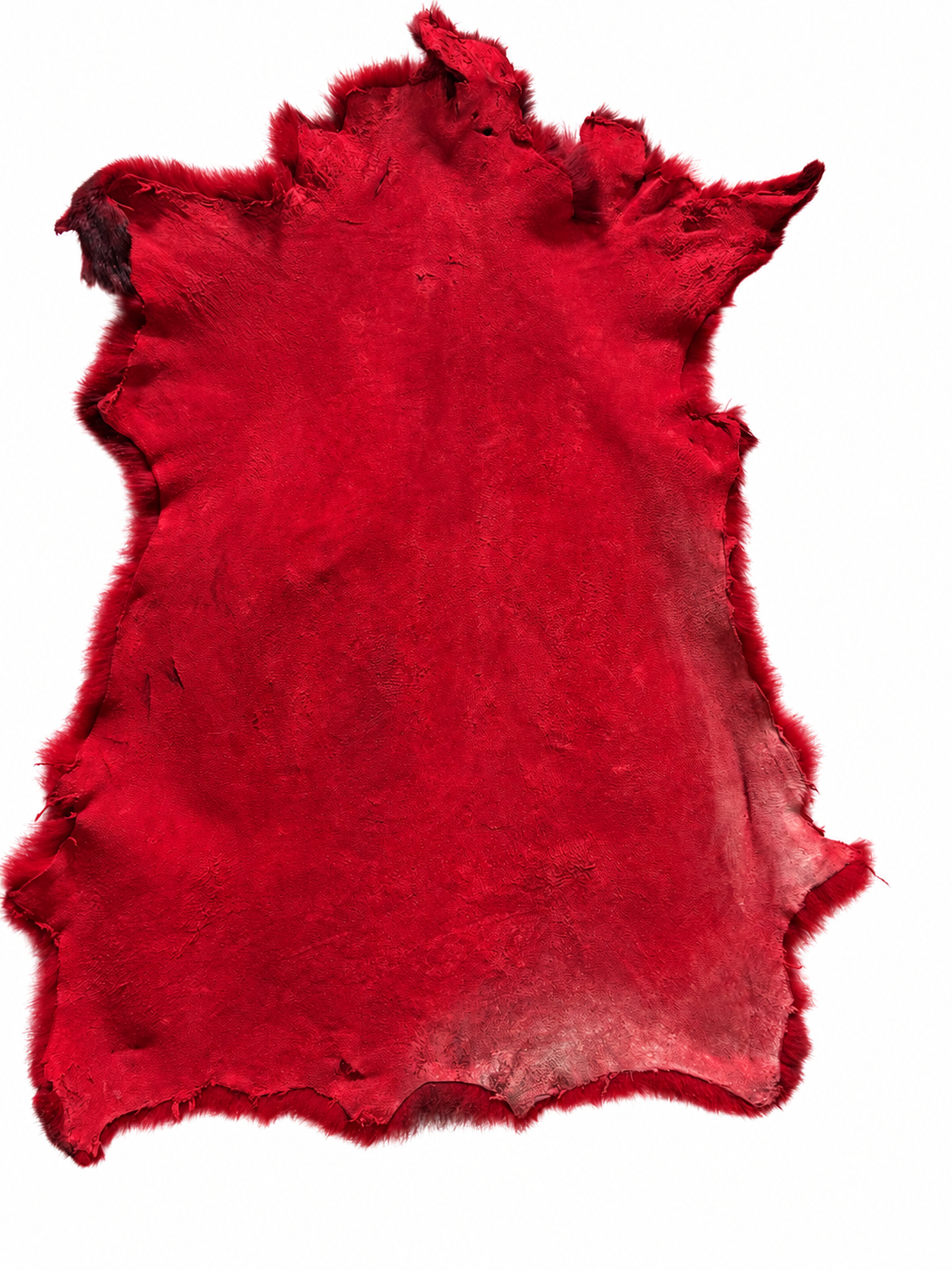 Dyed possum skin in Rosie, leather side