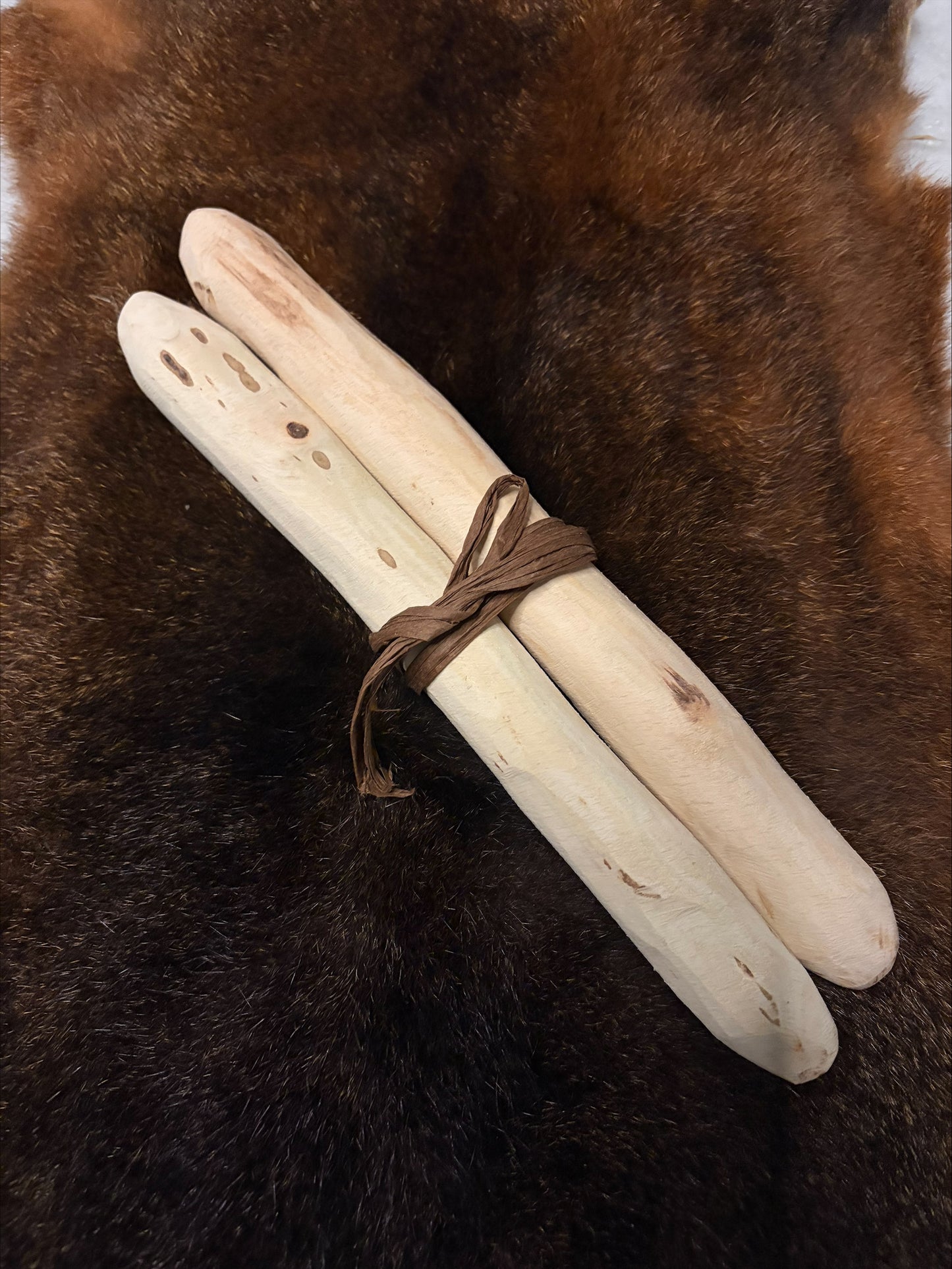 Red/Brown Possum Skin & Dogwood Clapsticks (Bilma) Bundle