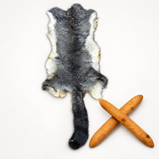 Grey possum skin with Premium Hardwood clapsticks