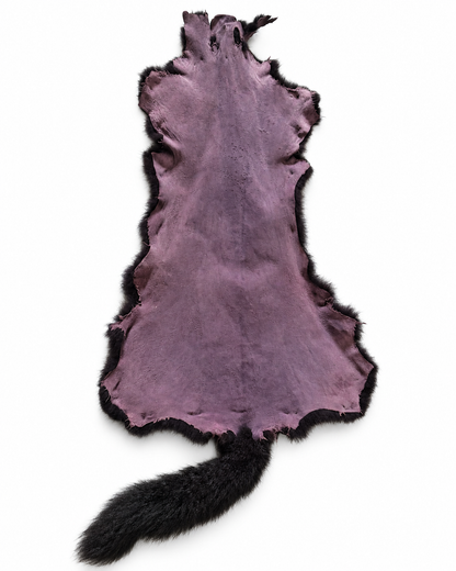 Dyed possum skin in French Plum, inside leather view