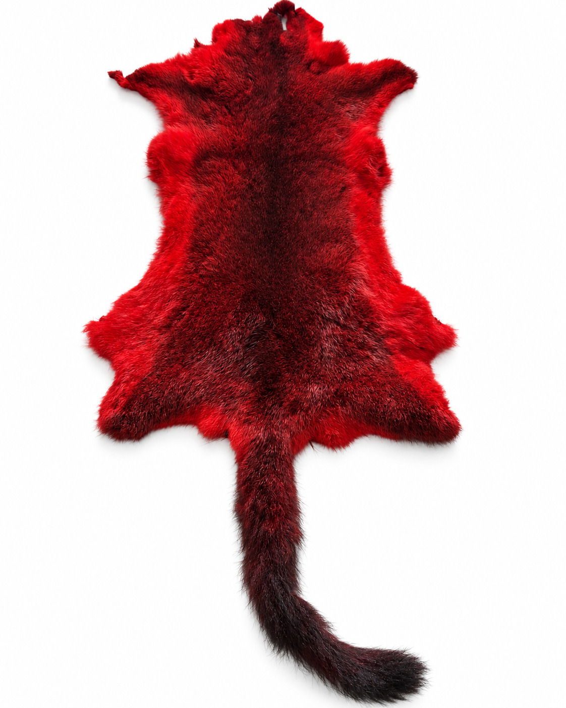Dyed possum skin in Lava, fur side