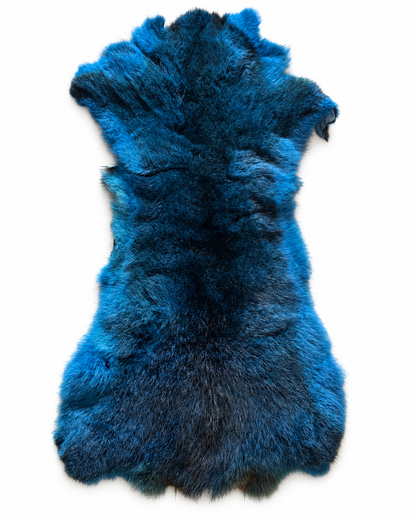 Dyed possum skin in Marine, fur side
