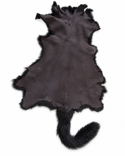 Dyed possum skin in Midnight, inside leather view