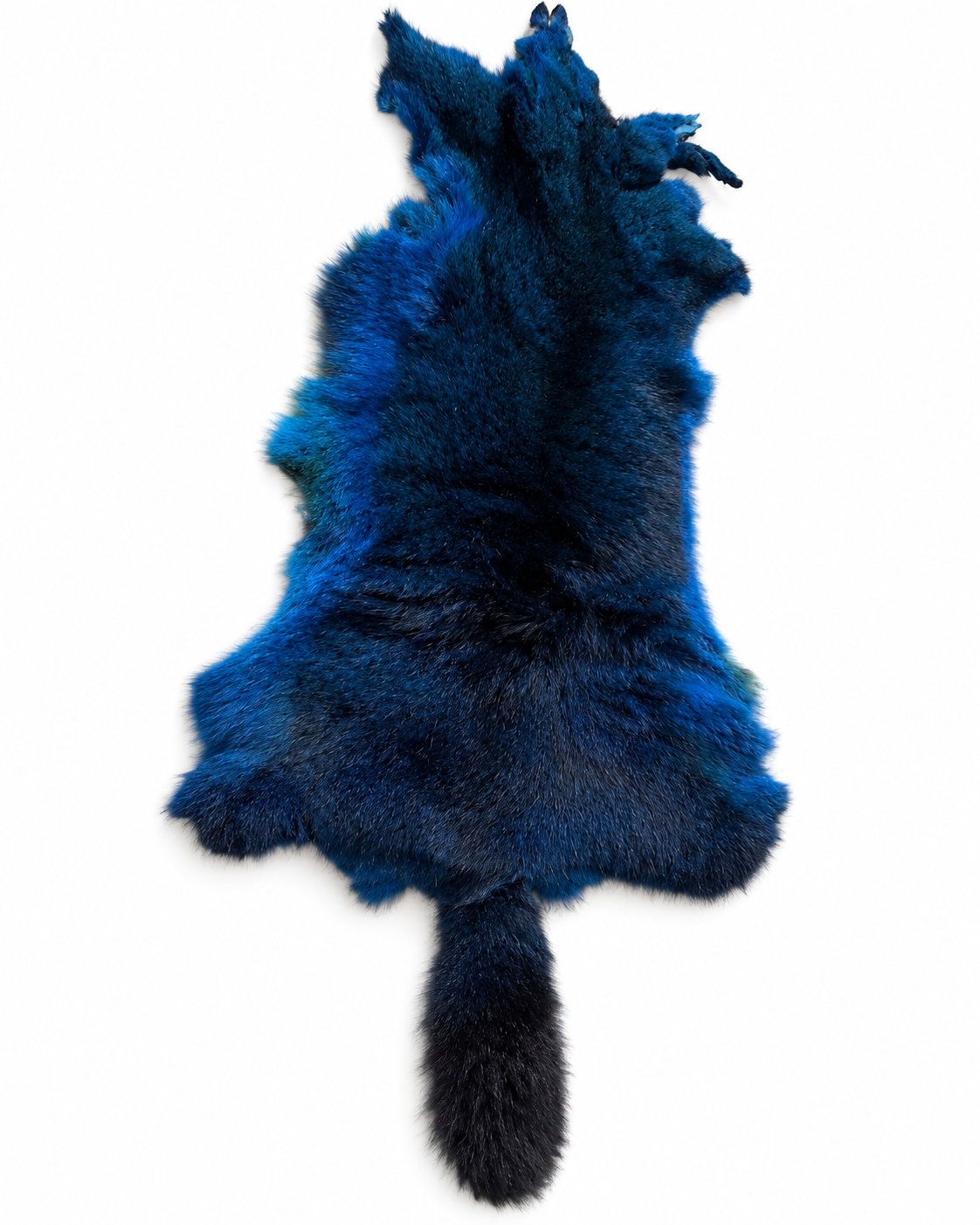 Dyed possum skin in Petrol, fur side