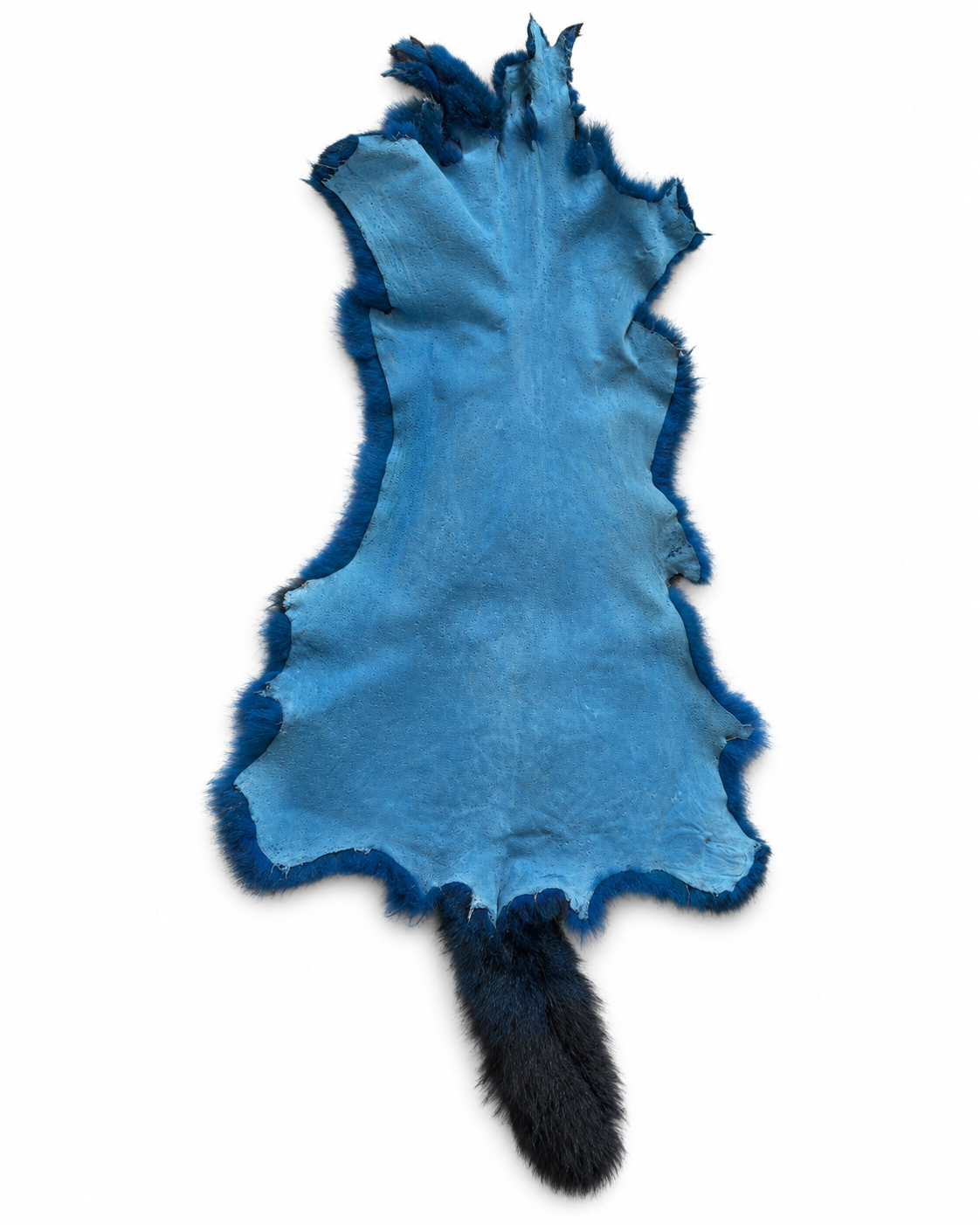 Dyed possum skin in Petrol, inside leather view