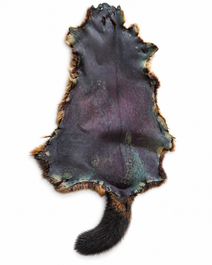Dyed possum skin in Storm, inside leather view