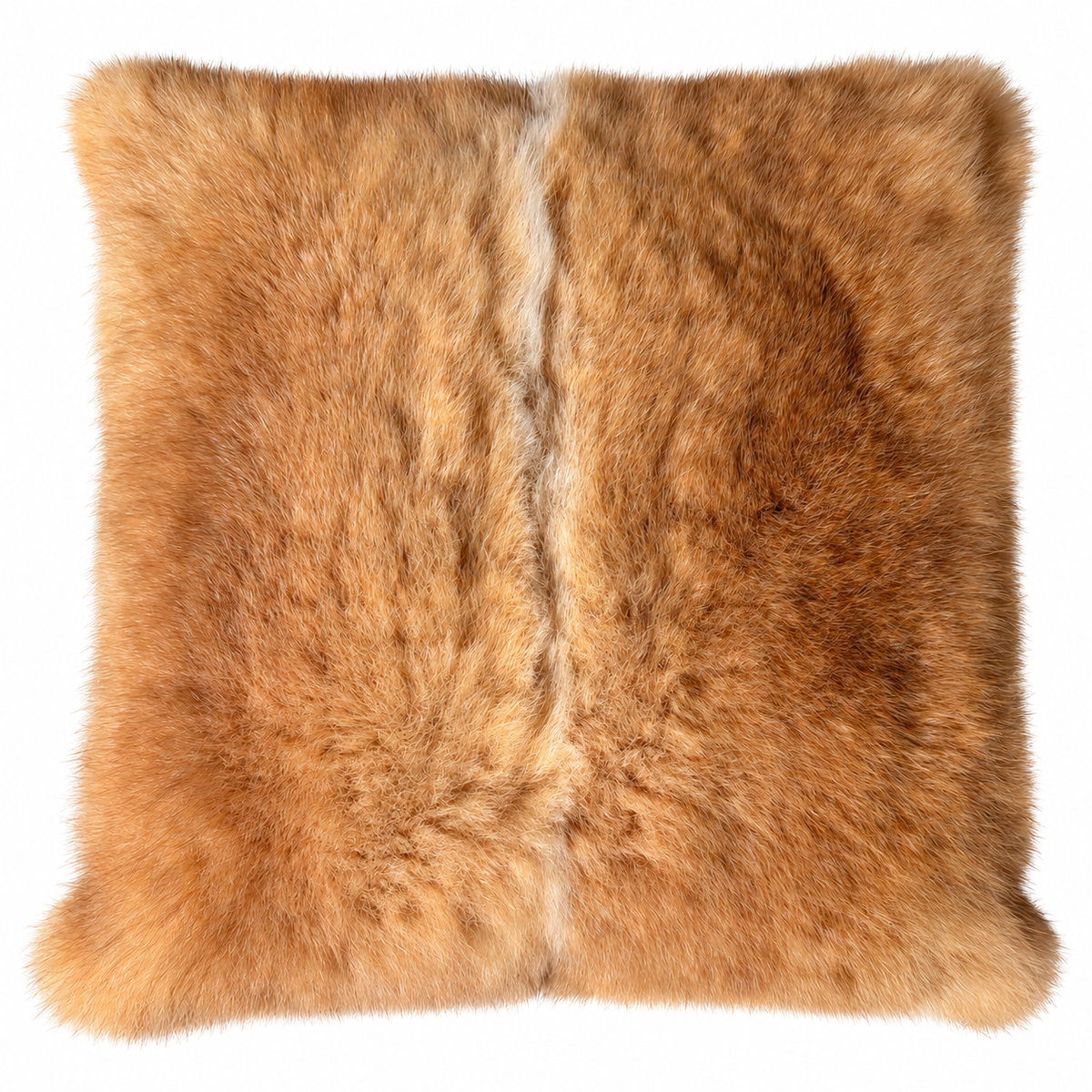 Dyed possum fur cushion in Honey warm golden tan