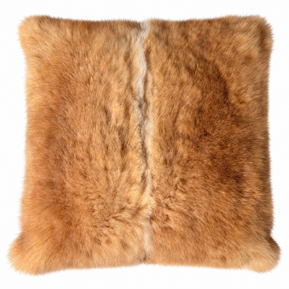 Dyed possum fur cushion in Honey warm golden tan