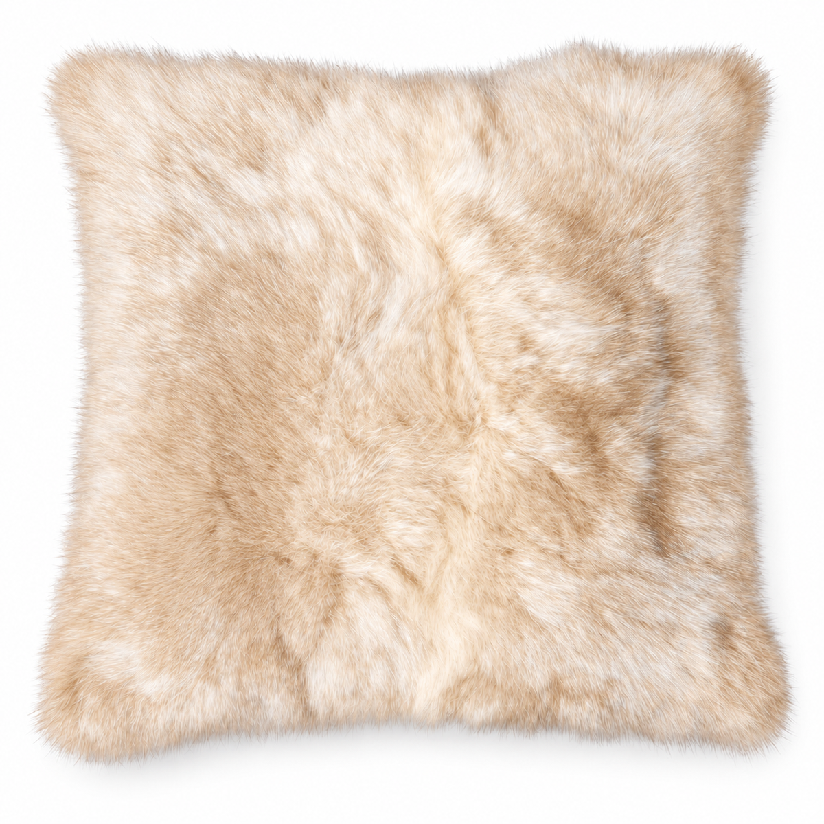 Dyed possum fur cushion in Champagne warm white