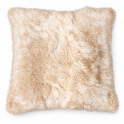 Dyed possum fur cushion in Champagne warm white