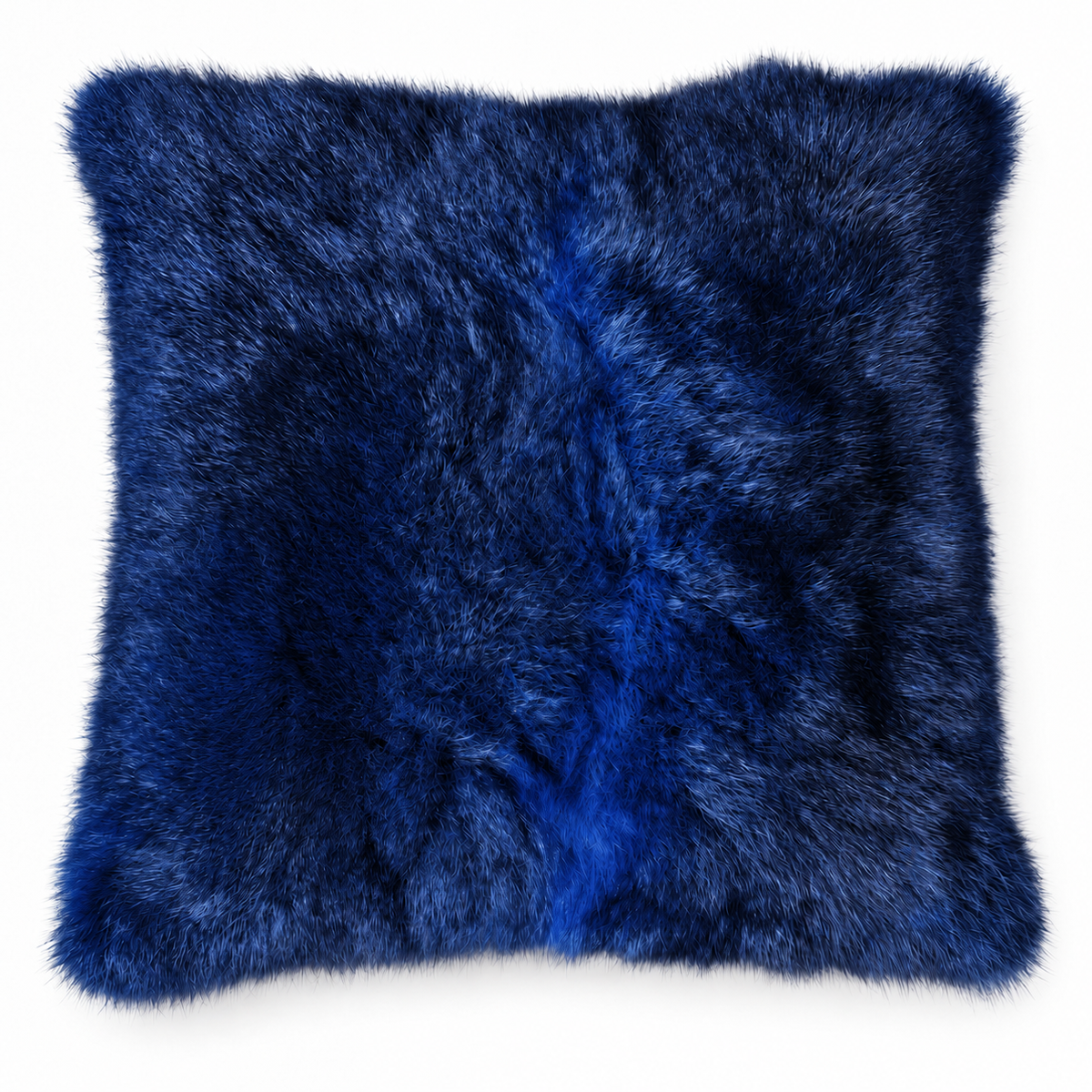 Dyed possum fur cushion in Cobalt dark blue