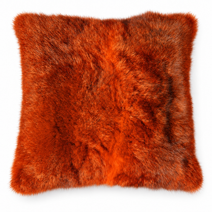 Dyed possum fur cushion in Paprika burnt orange