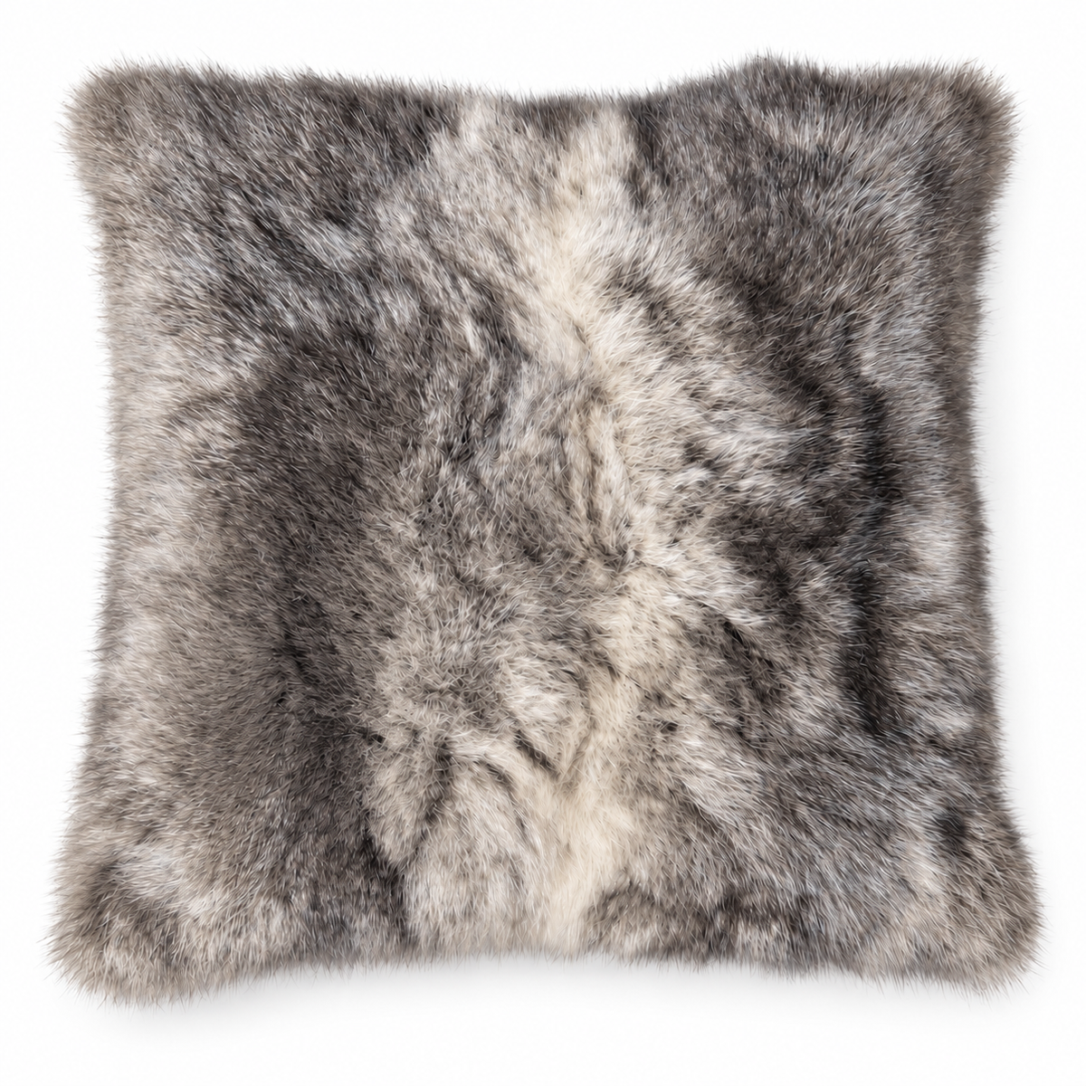 Dyed possum fur cushion in Snowtip natural grey