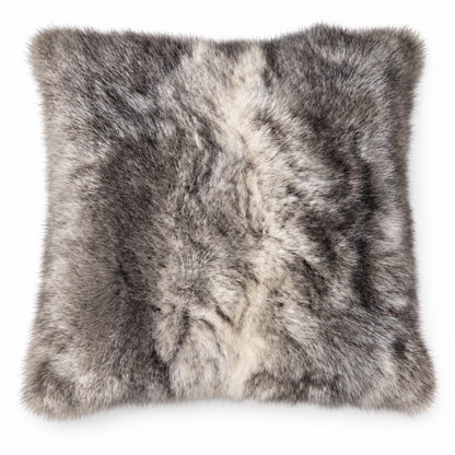 Dyed possum fur cushion in Snowtip natural grey
