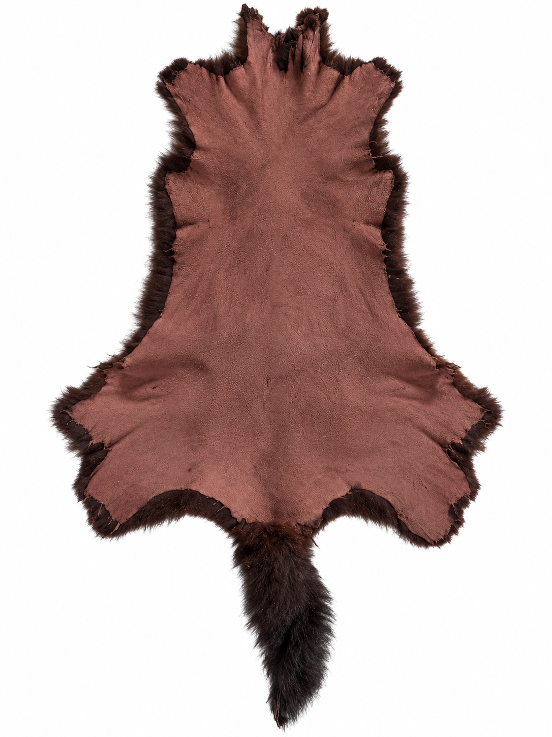 Dyed possum skin in Cadbury, leather side