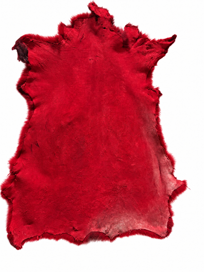 Dyed possum skin in Rosie, leather side