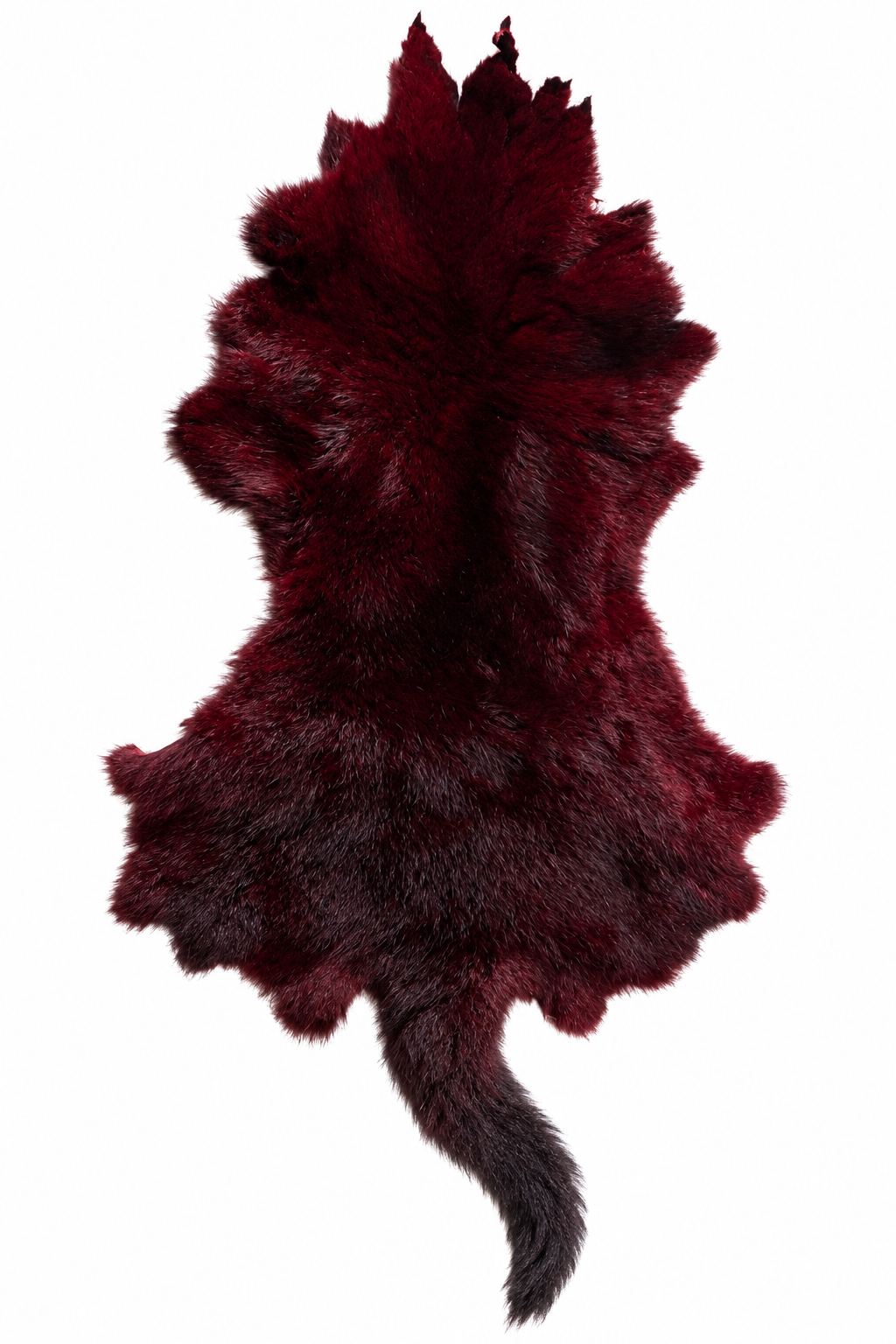 Dyed possum skin in Ruby, fur side