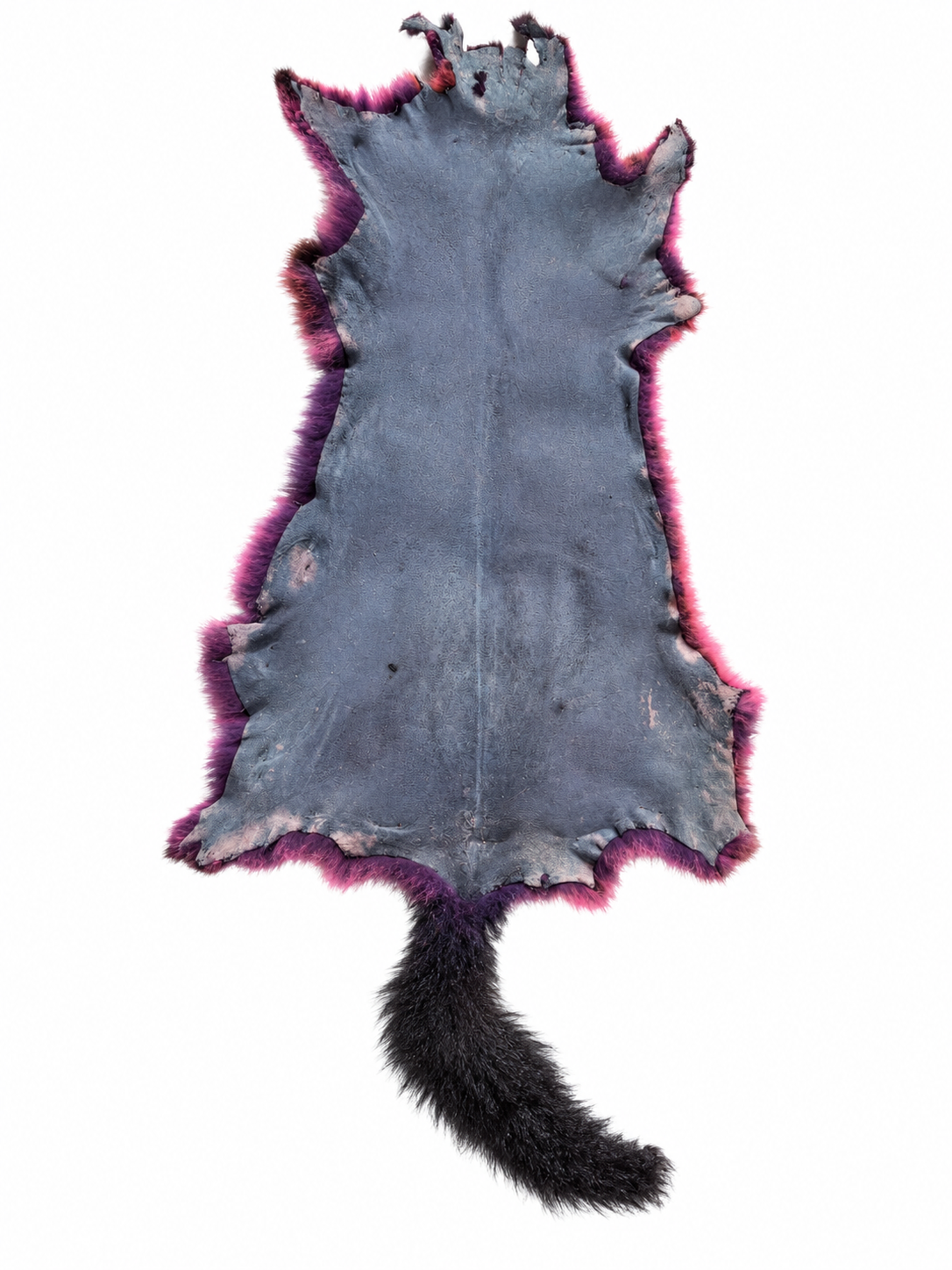 Dyed possum skin in Wildberry, leather side