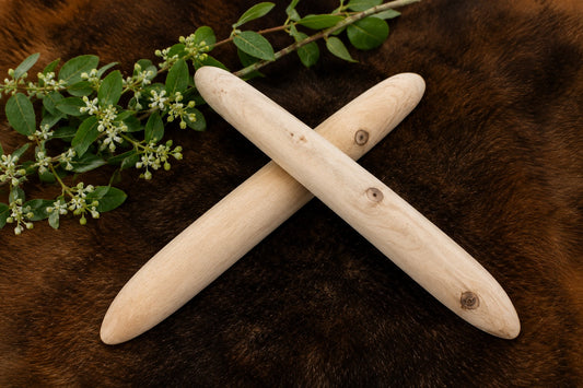 Natural Rough-Sanded Timber Clapsticks, a handcrafted pair in pale unfinished Australian timber