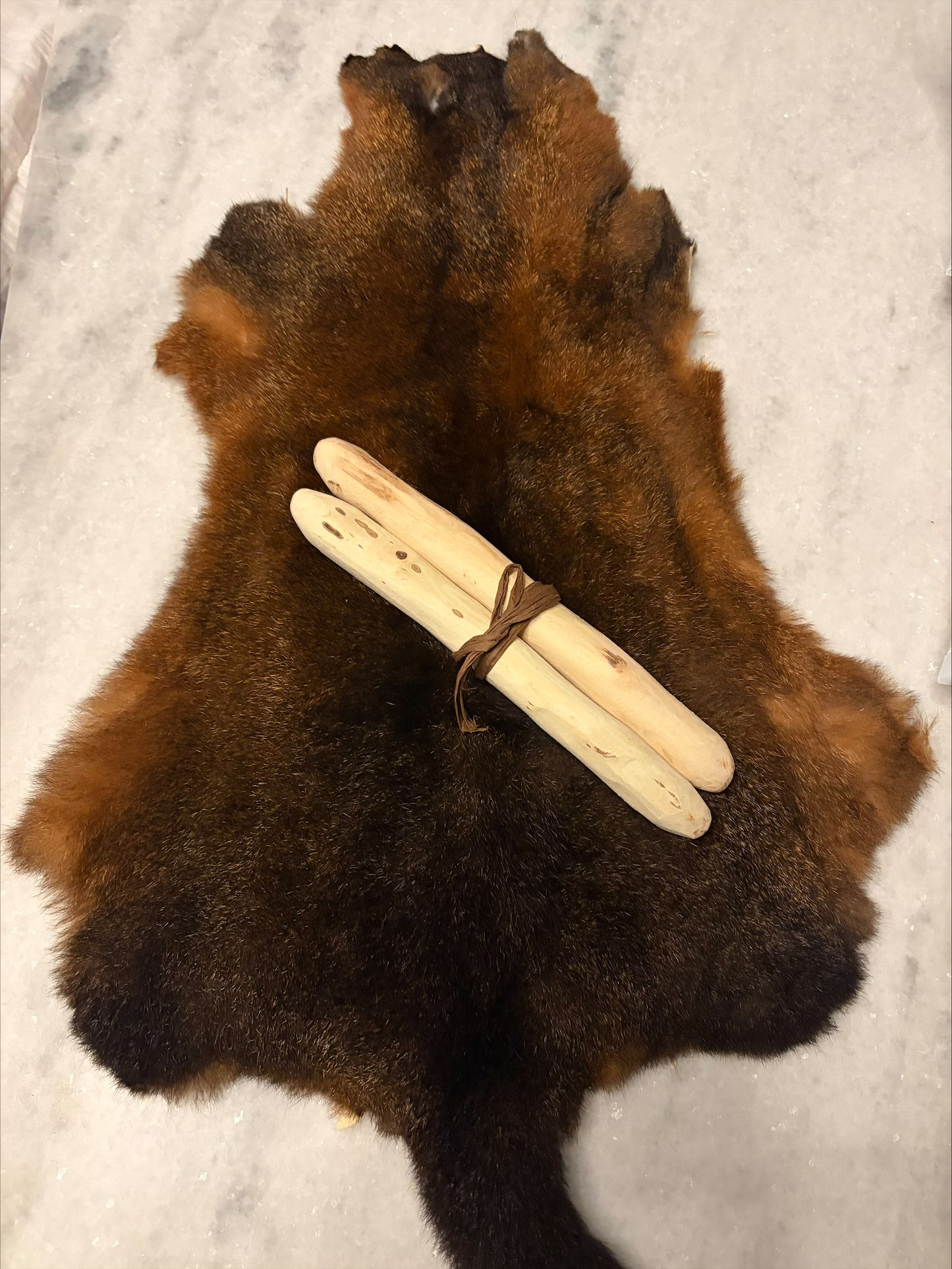 Red/Brown Possum Skin & Dogwood Clapsticks (Bilma) Bundle